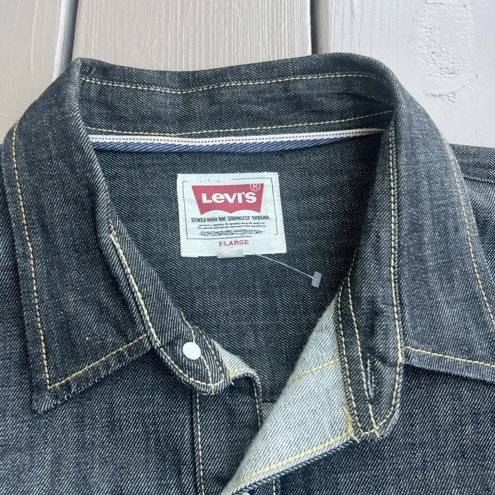 LEVI’s Men’s Jackson Worker Overshirt-jacket Black Cotton Hemp Rinse Size XL - Picture 9 of 15